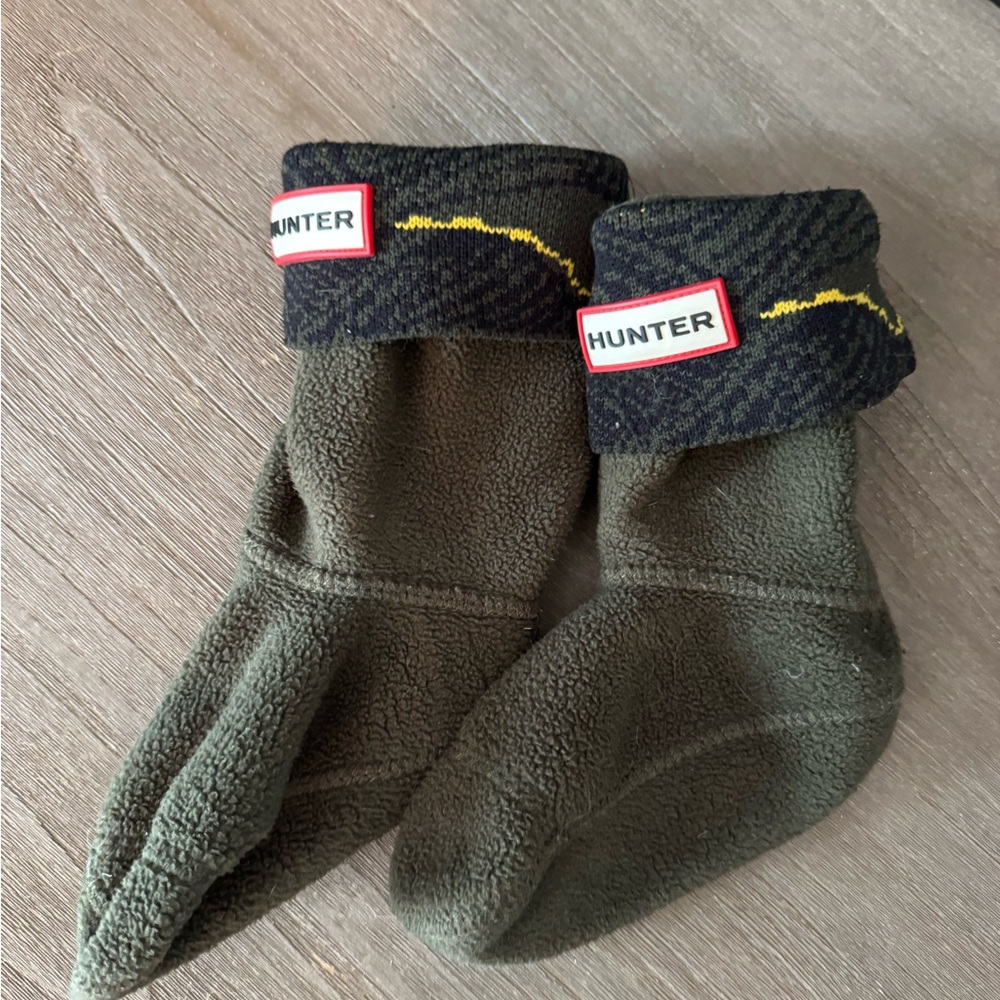 Hunter Kids Green Fleece Sock Boot liner - US 8-10